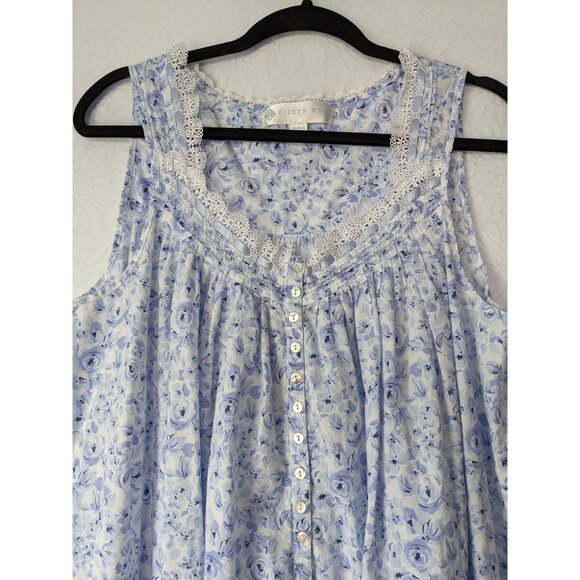 Eileen West Other - EILEEN WEST Cotton Floral Print Ballet Nightgown Lace Trim Lavender Size Medium